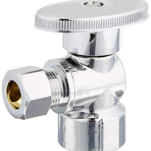 Dual Compression Outlet Stop Valve Chrome Canadian American Toilet Pipe 3/8 Triangular Valve