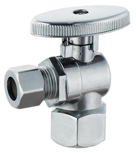 Dual Compression Outlet Stop Valve Chrome Canadian American Toilet Pipe 3/8 Triangular Valve