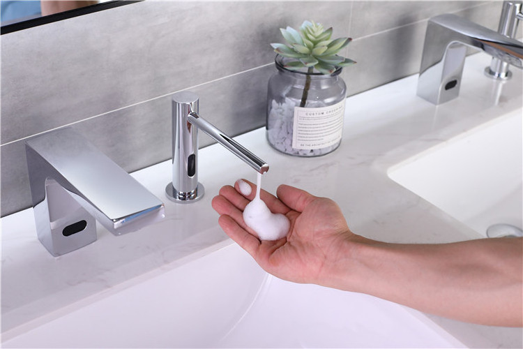 High quality deck mounted automatic faucet foam soap dispenser