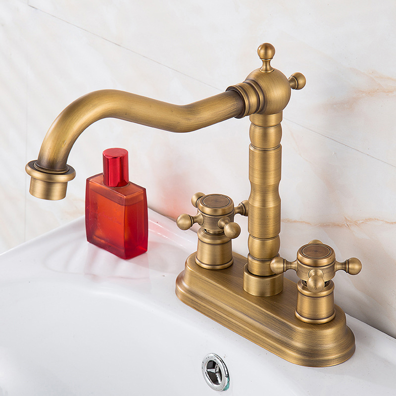 2 Handles 4 Inches Centerset RV Bathroom Vanity Faucet Antique Bathroom Faucet