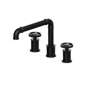 Industrial Pipe Two Handles Bathroom Sink Faucet Double Handles Black Bathroom Faucet