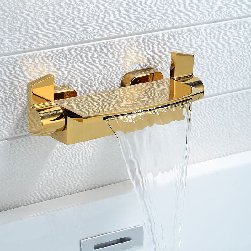 Wall Mount Widespread Waterfall Roman Bathtub Faucet