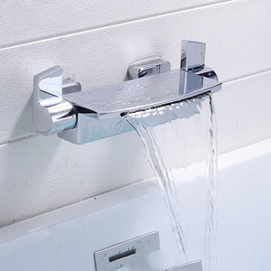 Wall Mount Widespread Waterfall Roman Bathtub Faucet