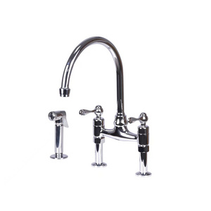 Unpainted brass Kitchen Bridge Faucet 8 Inch Center Kitchen Faucet With Brass Sprayer