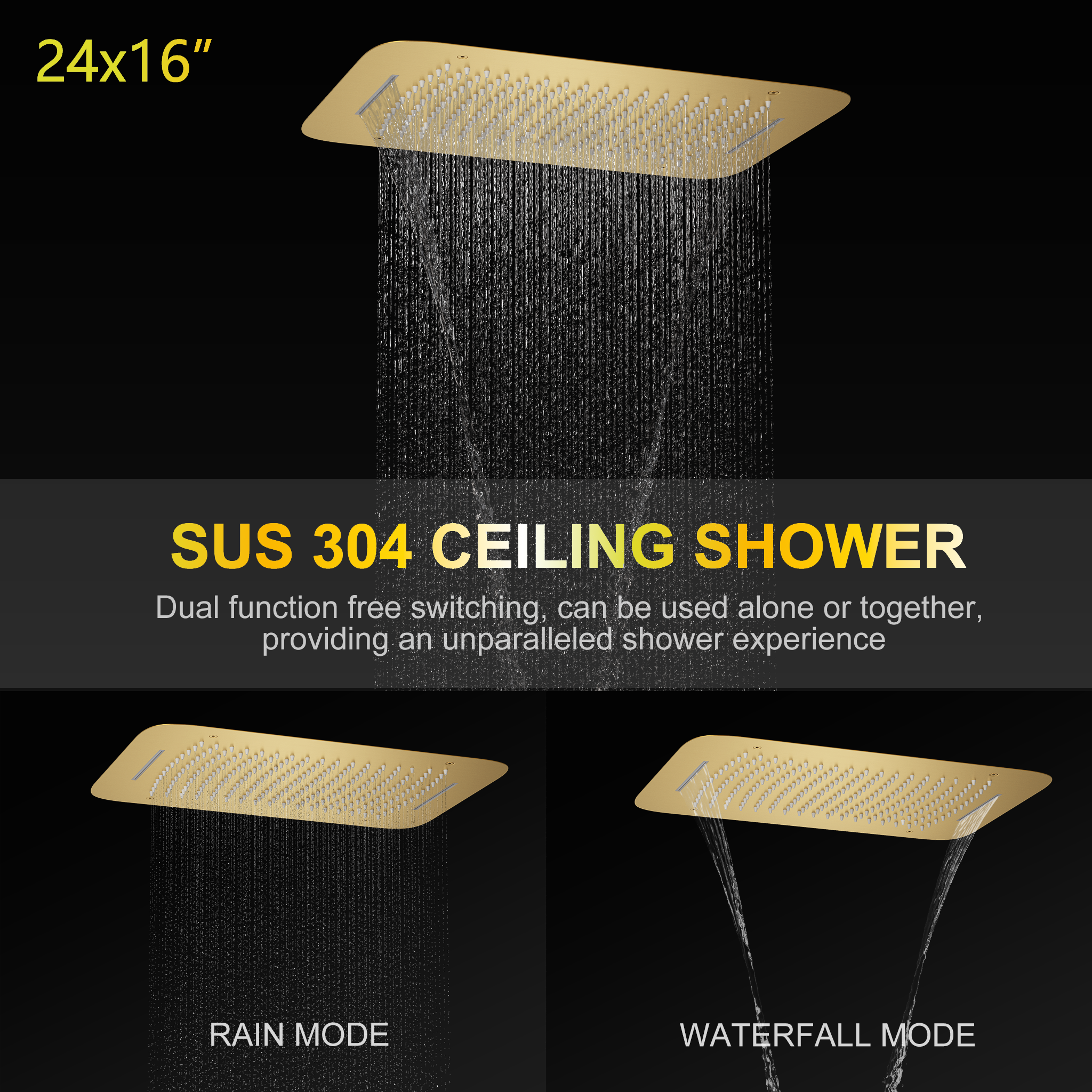 Wall Mounted Rain Shower Head System LED Digital Display Shower System with Body Jets