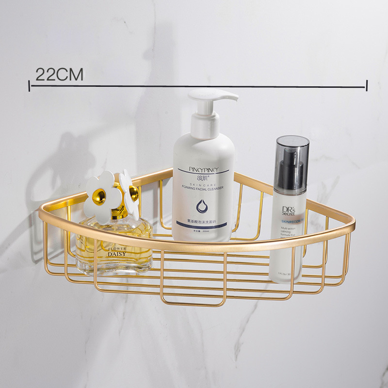 Brushed Gold Wall Mounted Single Tier Shower Corner Shelf