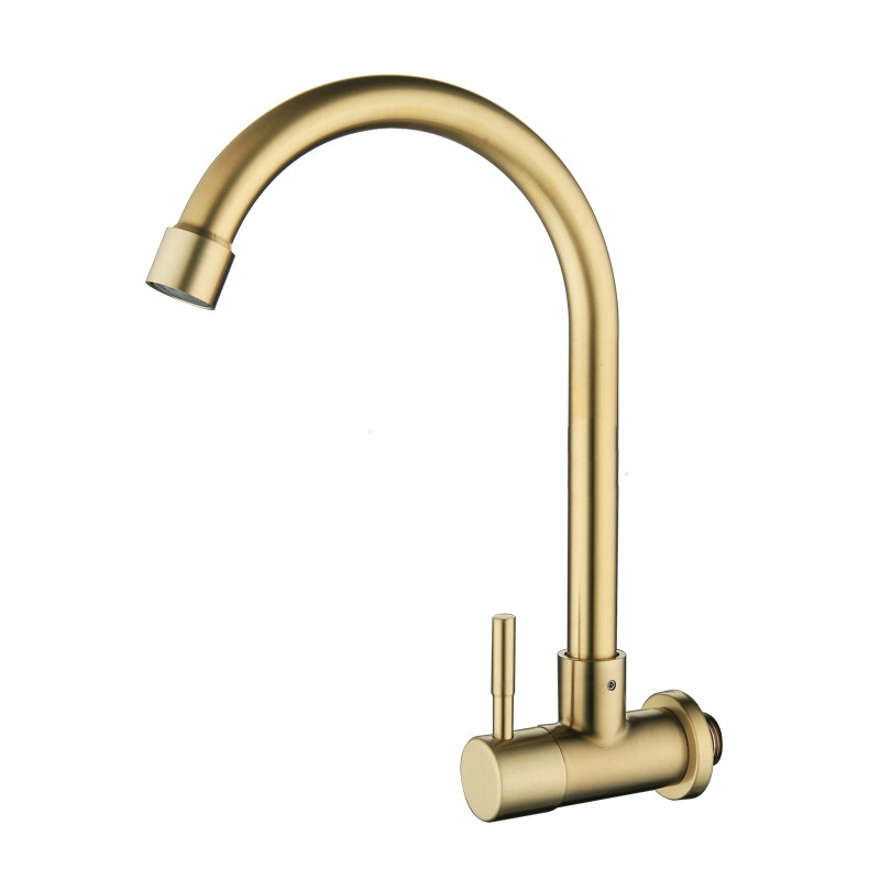 Wall Mount Cold Water Only Mixer Tap Gold Faucet Kitchen For Kitchen Sink