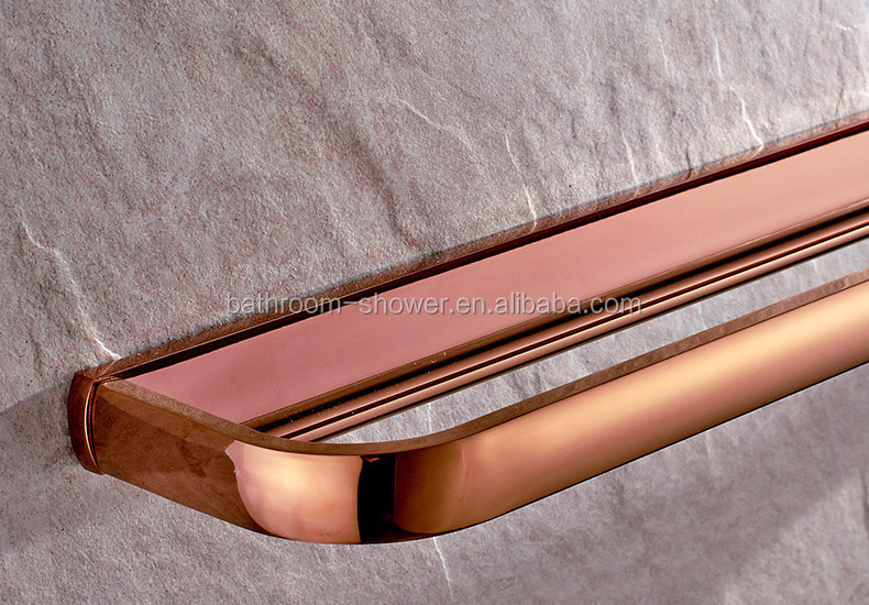 Rose Gold Double Bath Towel Bar Bathroom Wall Mount Towel Rack