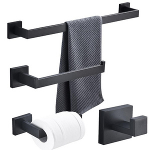 Wholesales Matte black 304 Stainless steel bathroom wall hanging towel rack