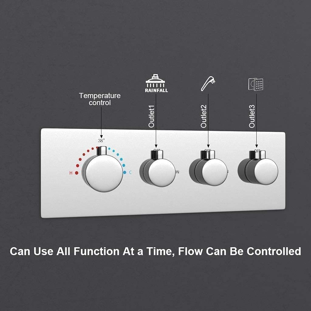 3 Way Outlet Shower Diverter Valve Thermostatic Shower Brass Valve Shower Diverter Flow Control Valve