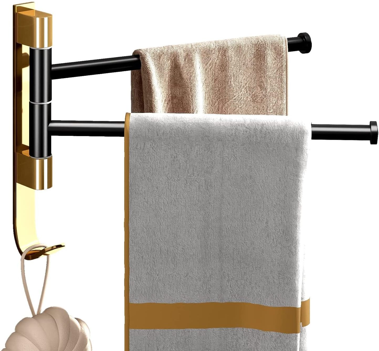 Black Gold Wall Mounted Bathroom Towel Rack Folding Towel Rack Bathroom Towel Hanger