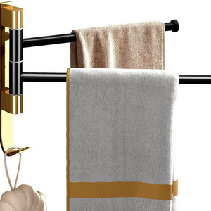 Black Gold Wall Mounted Bathroom Towel Rack Folding Towel Rack Bathroom Towel Hanger