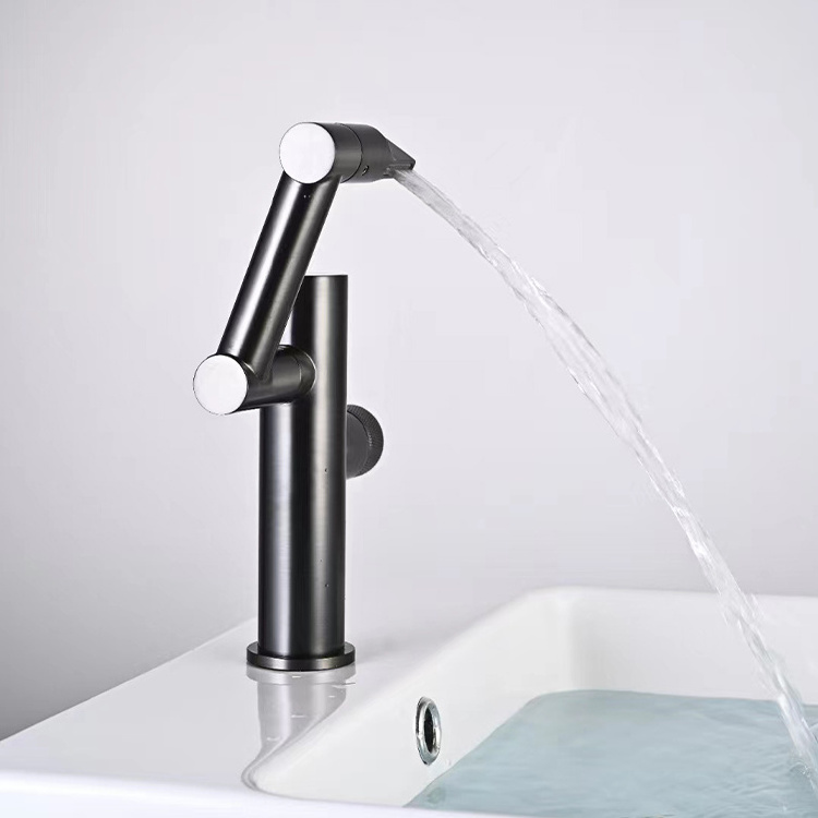 New Style Temperature Display Basin Mixer Tap Waterfall Spout 360 Degree Rotary Sink Faucet Single Handle