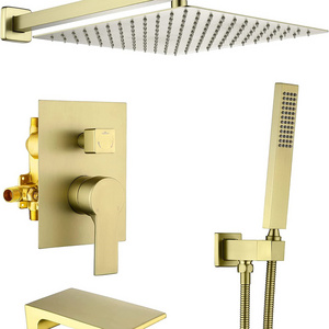 Brushed Gold Shower System Rain Shower Faucet Sets Complete