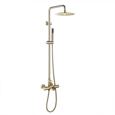 Brushed gold Exposed Shower Faucets wall mounted shower modern bathroom shower system set