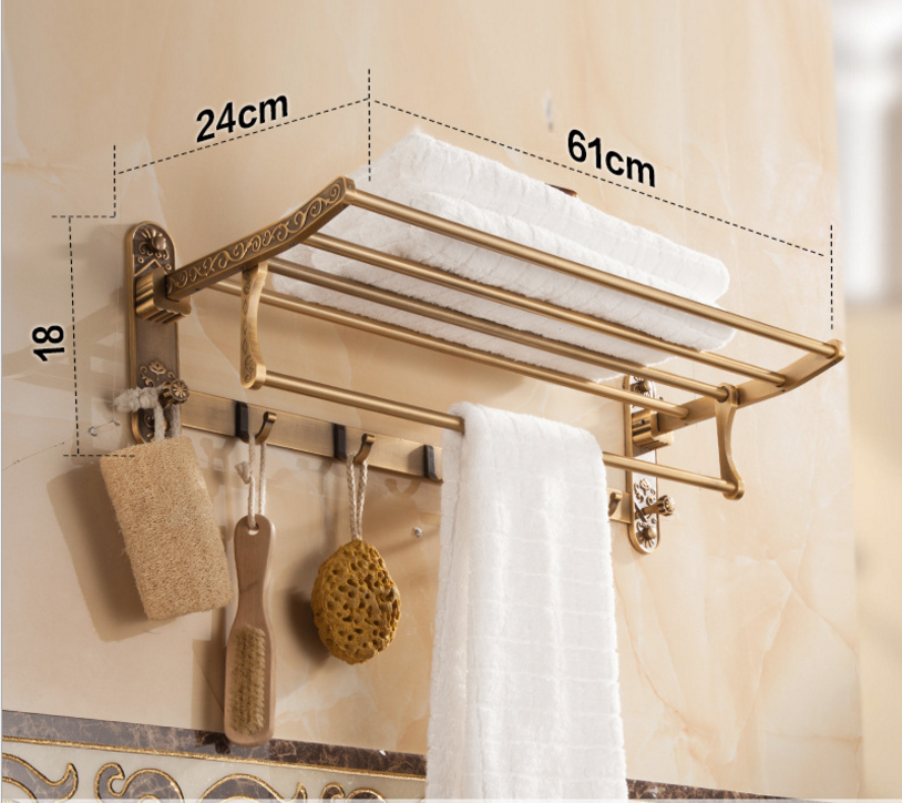 Antique Towel Rack with hooks Towel Organizer Rail Holder