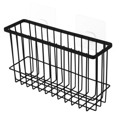 Black KItchen Bathroom Shelf Adhesive Corner Metal Shower Rack