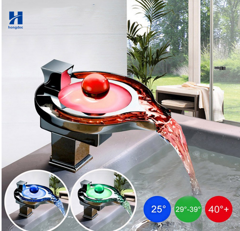 Luxury RGB Changing Temperature Control Faucet Water Stream LED Basin Faucet