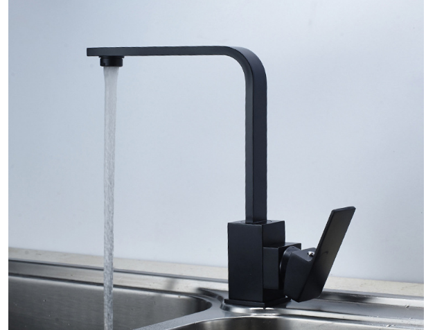 Modern Style Deck Mounted Square Hot Cold Water Kitchen Sink Faucet