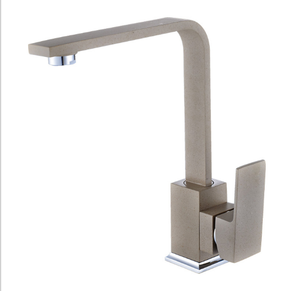 Modern Style Deck Mounted Square Hot Cold Water Kitchen Sink Faucet