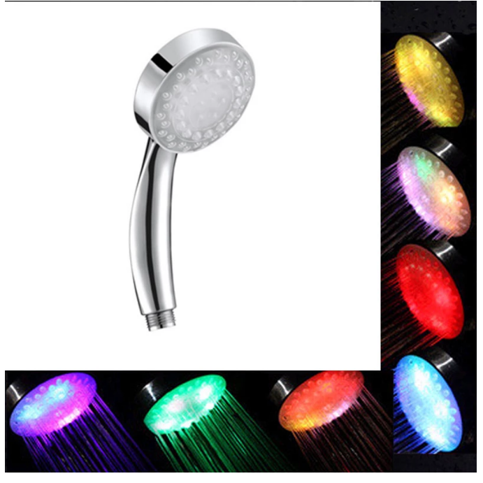 Bathroom LED 7 Colors changing hand Shower Head Multicolor light up shower