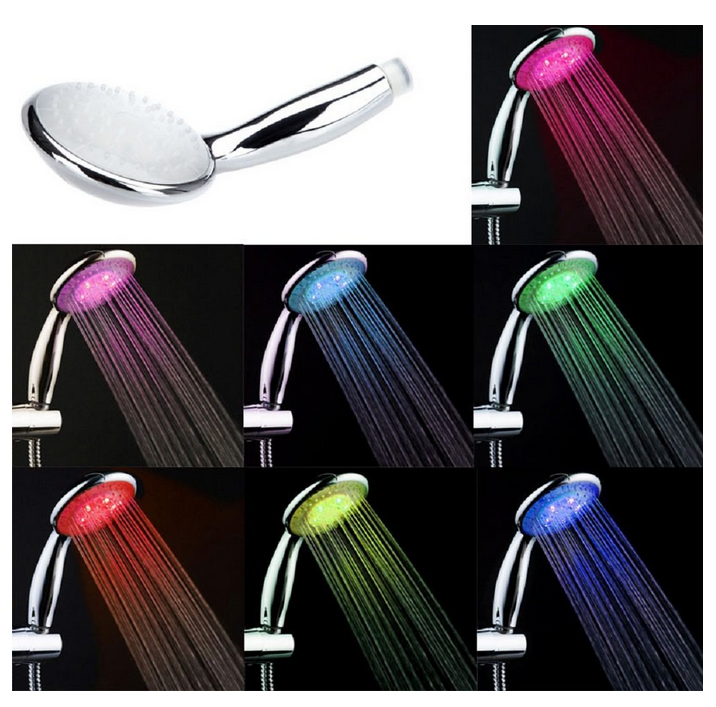 Bathroom LED 7 Colors changing hand Shower Head Multicolor light up shower