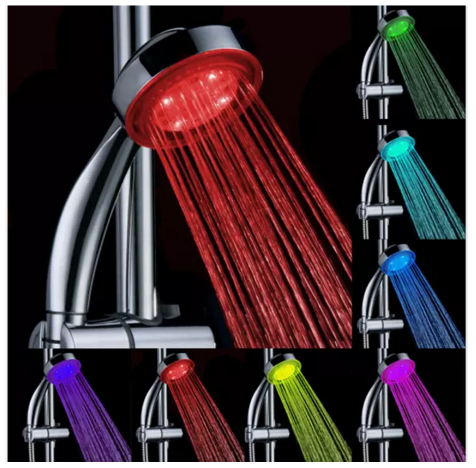 Bathroom LED 7 Colors changing hand Shower Head Multicolor light up shower