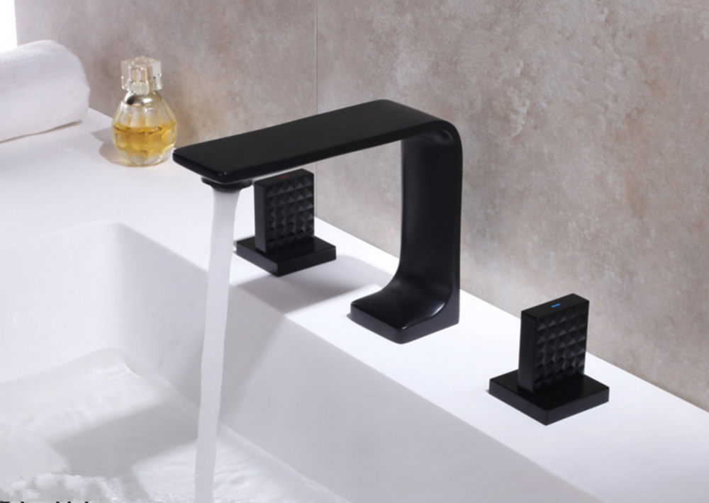 Bath tub 3 holes bras matte black mixer shower basin faucet