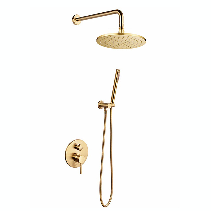 Brushed Gold Bathroom Rainfall Shower System Wall Mounted Shower Panel