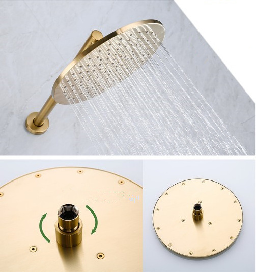 Brushed Gold Bathroom Rainfall Shower System Wall Mounted Shower Panel