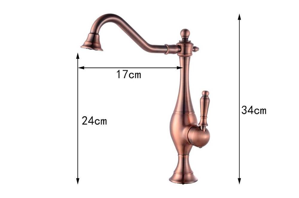 Contemporary Brass Kitchen Tap  Red Antique Copper Kitchen Faucet