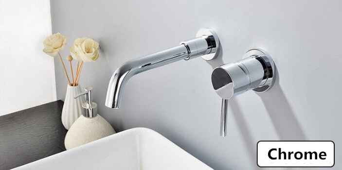 Chrome Brass Wall-mounted Basin Bathroom Faucets