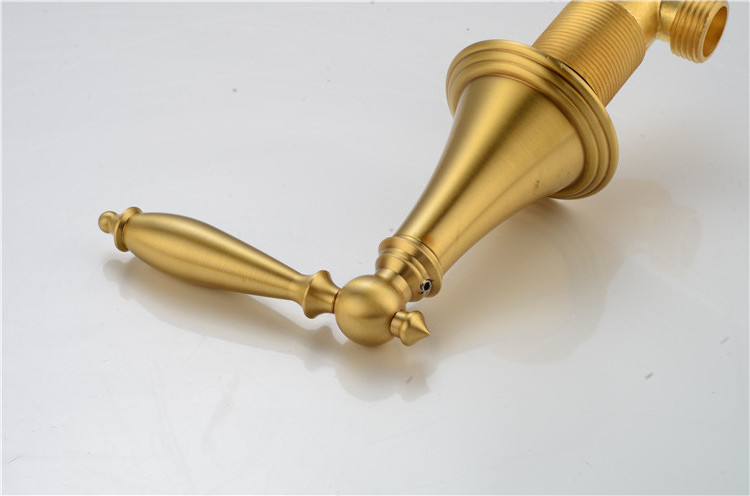 Wall Mounted Basin Mixer Tap Bathroom Brushed Gold Faucet Brass