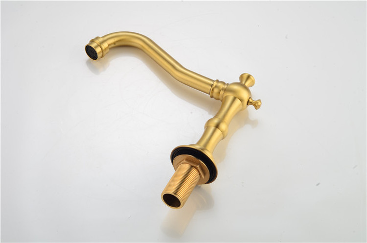 hot and cold brushed gold bathroom brass basin faucet