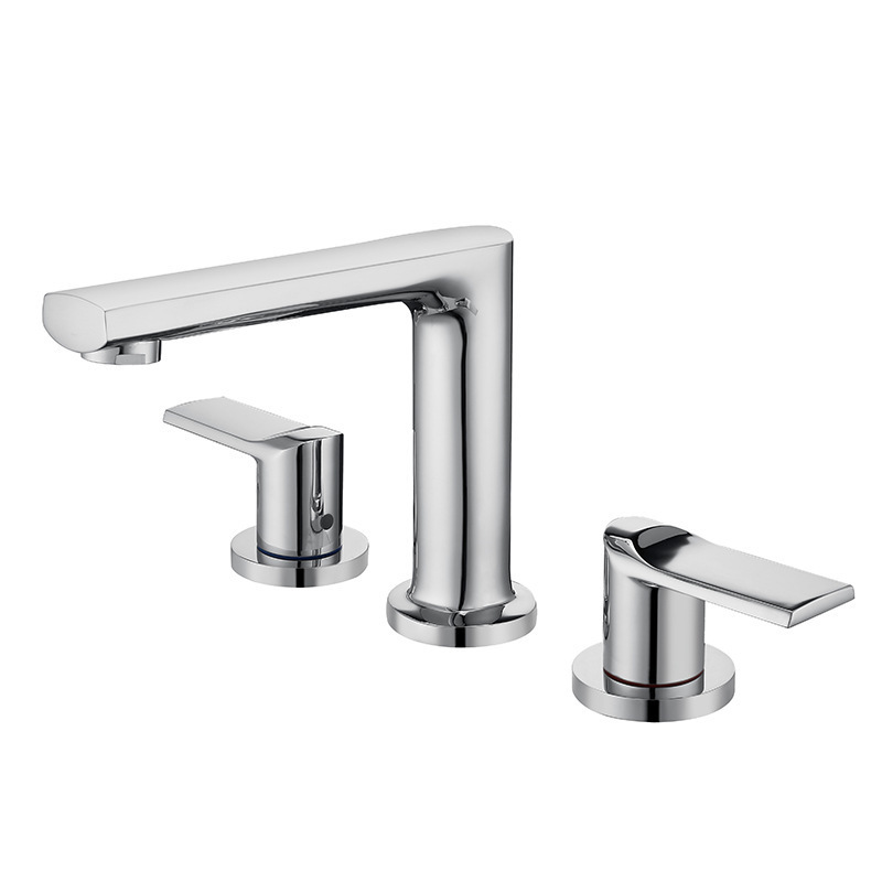 Wholesale Dual Handle Bathroom Sink Tap Desk Mounted Hot Cold Basin Faucet