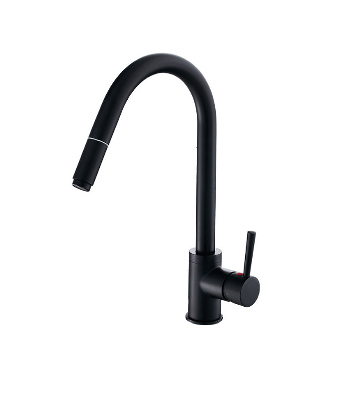 Matte Black Pull Out Kitchen Faucet Single Handle Hot Cold Mixer Tap Kitchen Sink Faucet