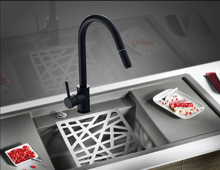 Matte Black Pull Out Kitchen Faucet Single Handle Hot Cold Mixer Tap Kitchen Sink Faucet