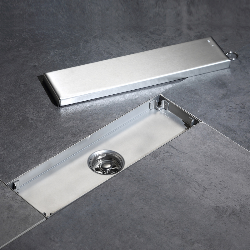 Rectangular Bathroom Shower Drain Stainless Steel Floor Drain with Removable Cover