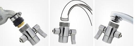 Water Filter Faucet Chrome Plated Brass Dual Diverter Valve