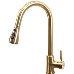 Brushed Gold Kitchen Tap Single Lever Sink Faucet With Spray