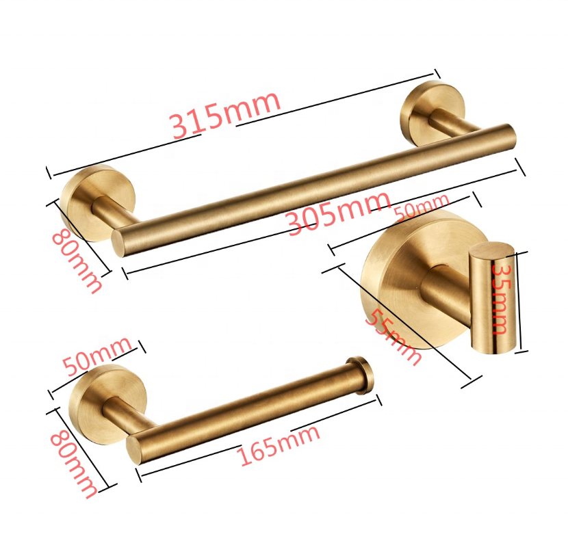 Brushed Gold Bathroom Accessories Stainless Steel Coat Hook Wall Hook