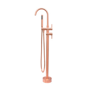 New modern brushed rose gold floor standing bathroom faucet