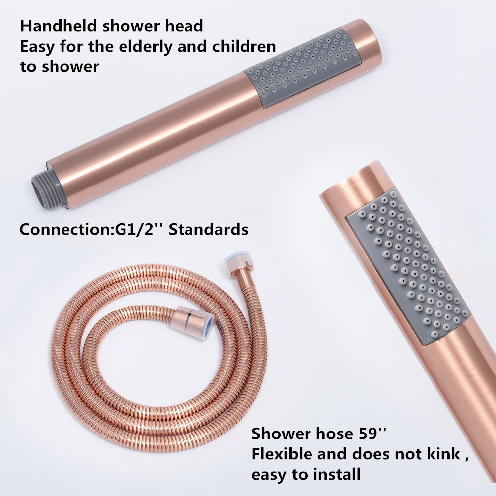 New modern brushed rose gold floor standing bathroom faucet