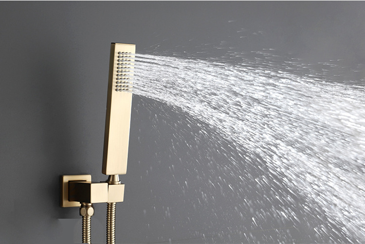 Brushed gold Shower System with Waterfall Tub Spout Shower Faucet Set