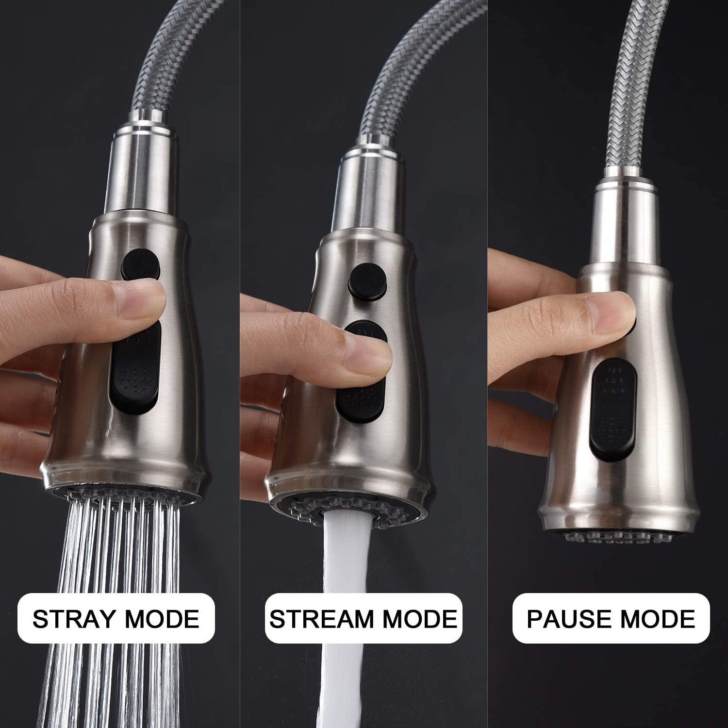 Pull Down Kitchen Faucet Sprayer Head 3 Function Faucet Replacement Sprayer Head