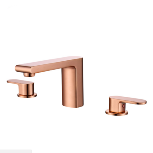 2 Handle Widespread Brass Bathroom Faucet Brushed Rose Gold Bathroom Sink Faucet