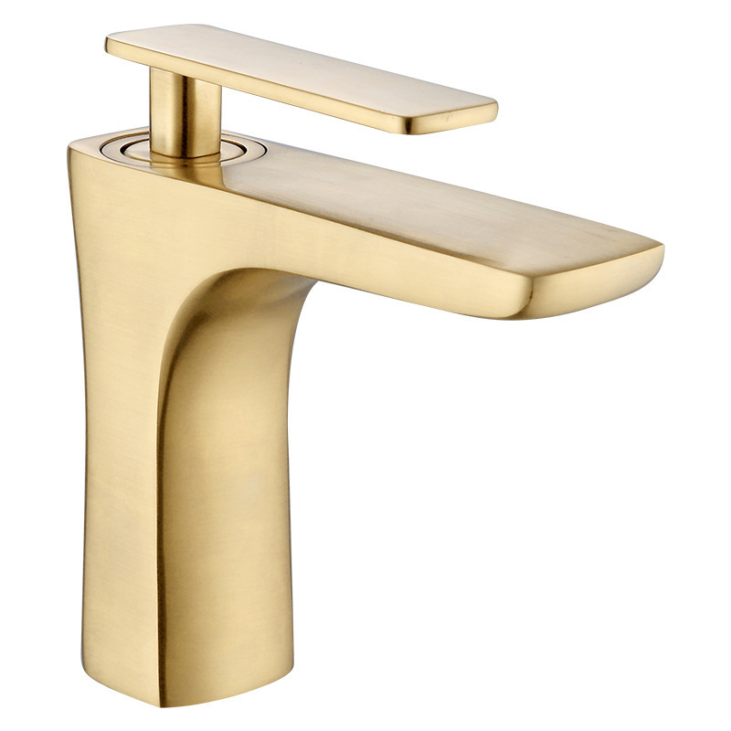 Wholesale Brushed Gold Single Handle Bathroom Tap Wash Basin Faucet