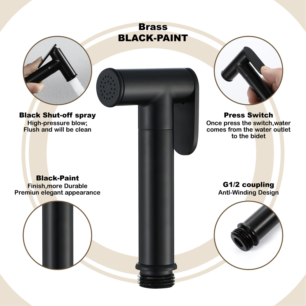 Black Bidet Toilet Sprayer Bathroom Handheld Muslim Shower