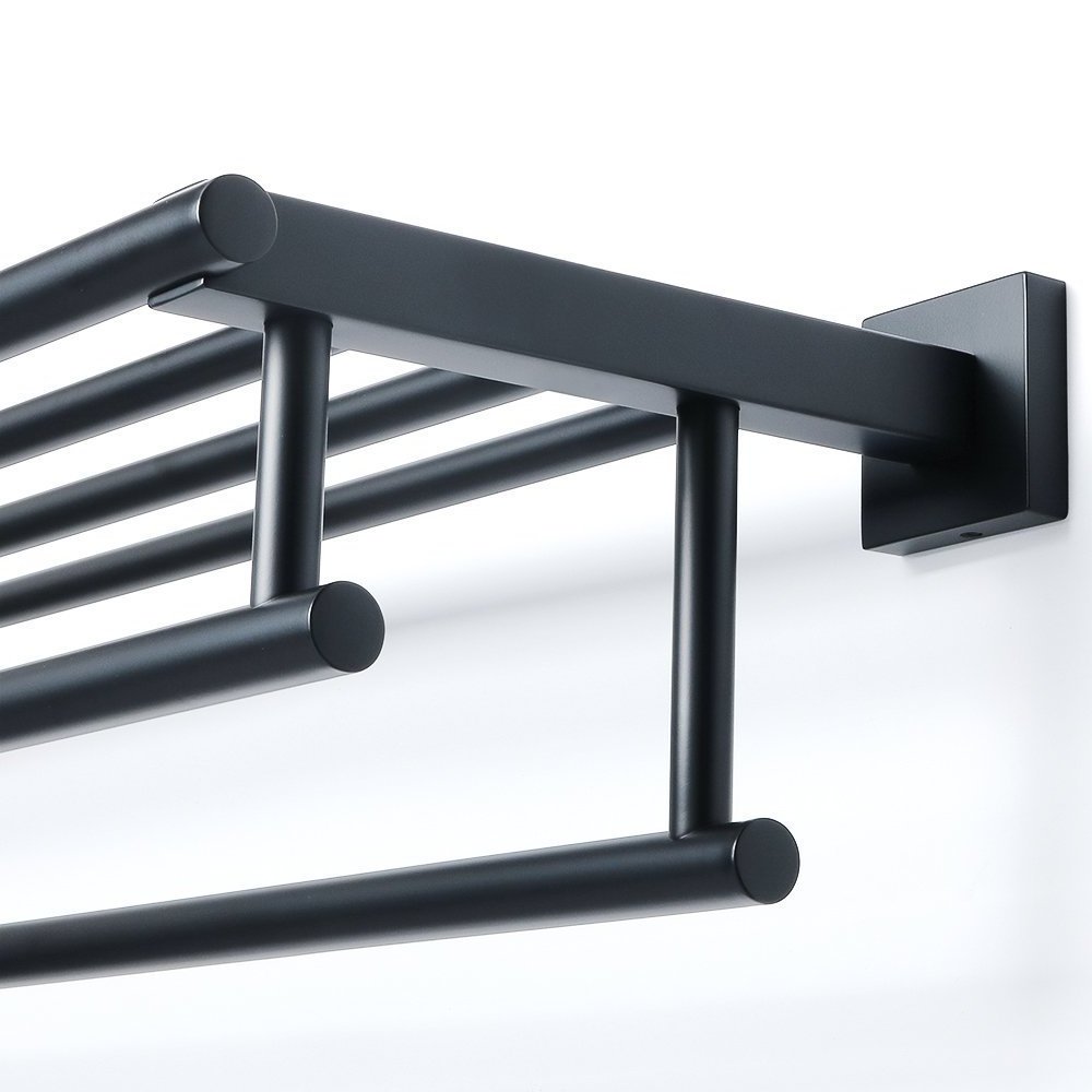 stainless steel Black Double Bathroom Towel Storage 24 Inch Towel Rack