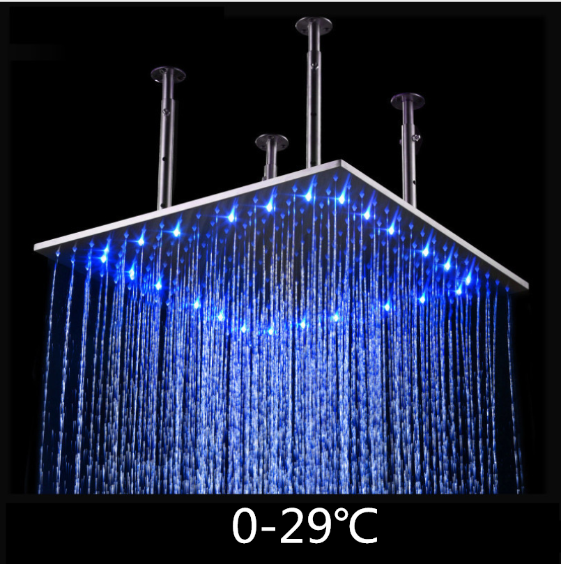 LED Ceiling Mounted Temperature Sensitive 3 color changing Rainfall Shower Head